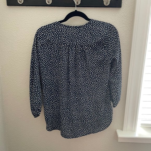 Navy Polkadot Wrap Top - Size XS - Picture 3 of 3